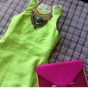 J crew Neon green/creamy white colored dress